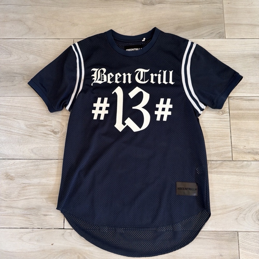 Been Trill ## Jersey Shirt M Rare Navy Blue Streetwear #13 Virgil Abloh Medium